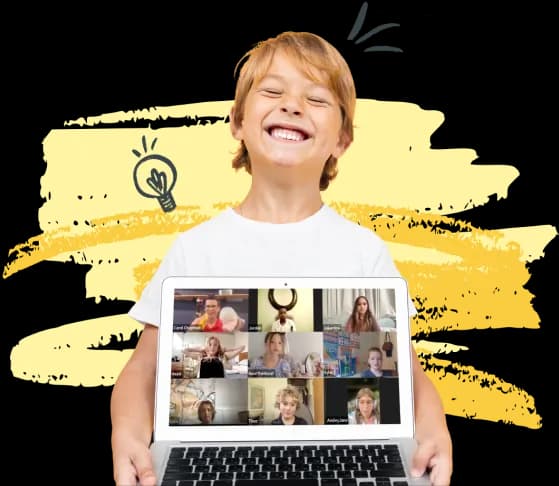 A child engaged in a tapouts small-group coaching session online